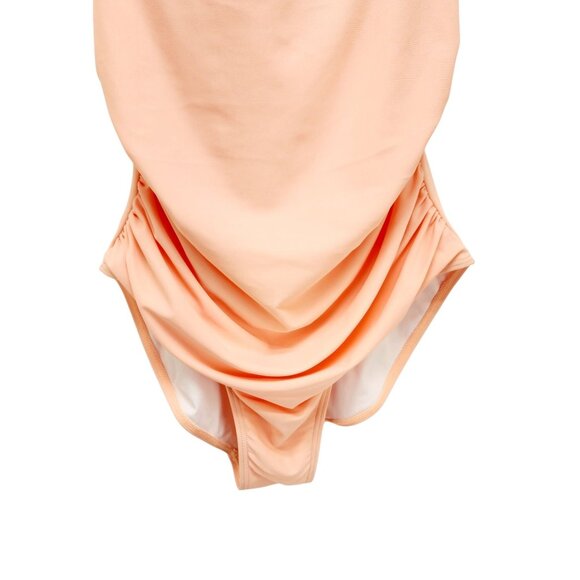 Peach One-Piece Swimsuit  Draped Front Design Adjustable Straps Womens Size L - Picture 8 of 12